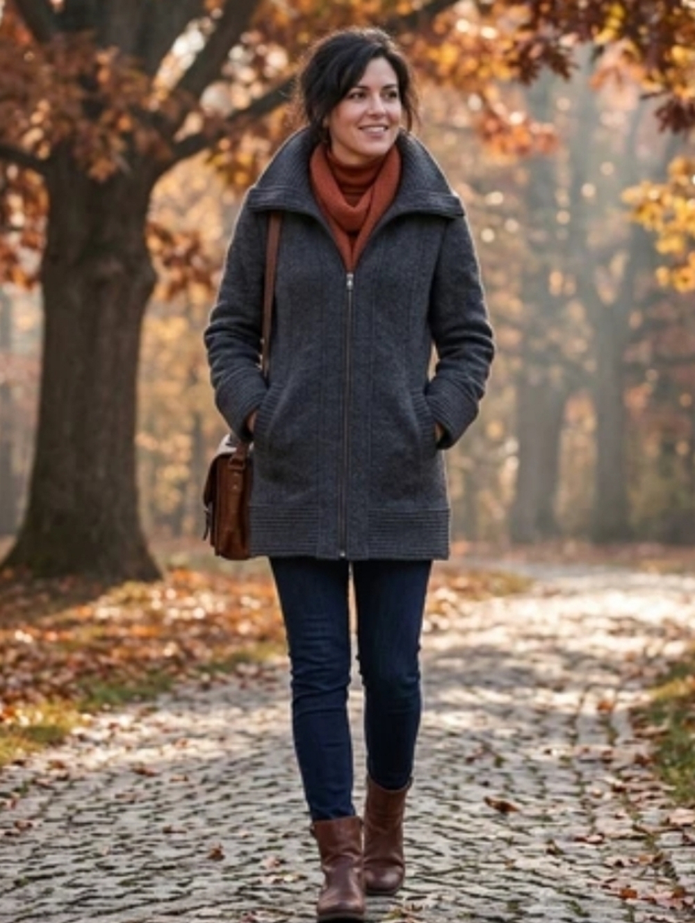 Marie Claire Dark Gray Mid Length Wool Car Coat Size S